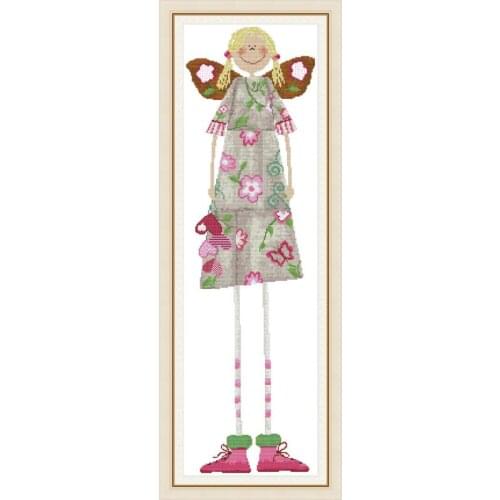 Joy Sunday Long Legs Butterfly Girl Chinese Pattern Cross Stitch Kit Embroidery Needlework Set Baby Room Decor Handmade DIY Sets