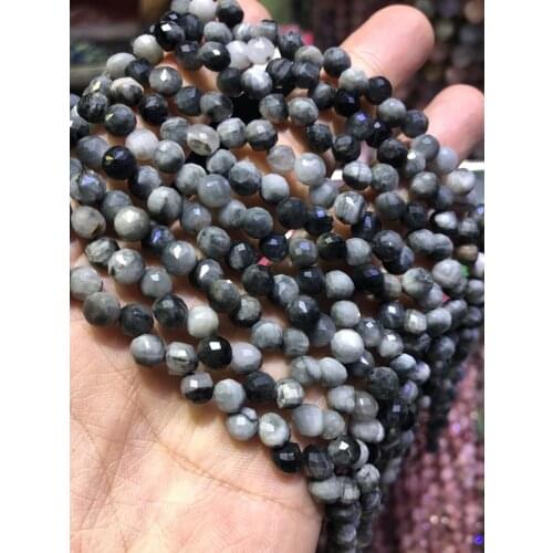 Wholesale 2string of 15.5" 100% Natural Hawks Eye 6mm Faceted Round Tear Drop Gem Stone Loose Beads for jewelry