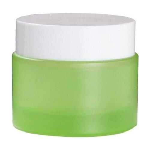 Wholesale 50G White Cover Green Empty Packing Portable Ointment Glass Bottle Skin Care Products 10pcs/lot