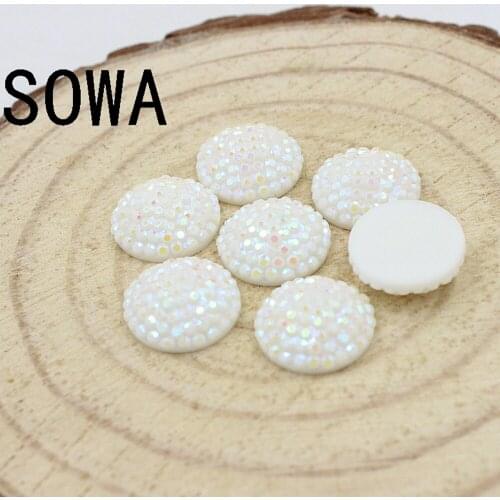 Size 12mm 200pcs Multi AB Color Flatback Resin Round Stone Beads Flatback Resin For DIY Wedding Decoration