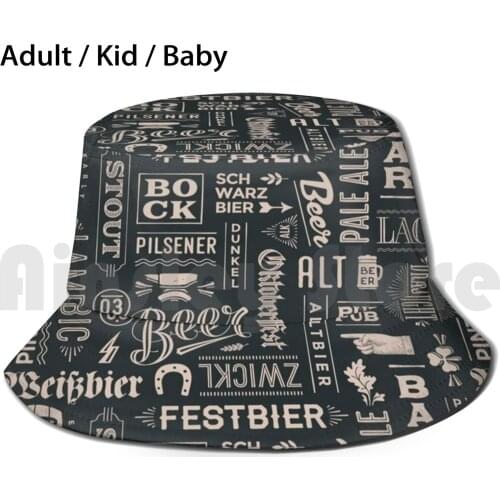 Beer Pattern | Oktoberfest Hops Malt Brewery Sun Hat Foldable UV Protection Beer Beer Hops Malt Beer Tent Brewery