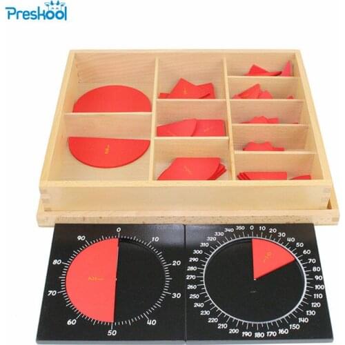 Montessori Math teaching aids kindergarten children wooden toys Cut-Out Labeled Fraction Circles 1-10