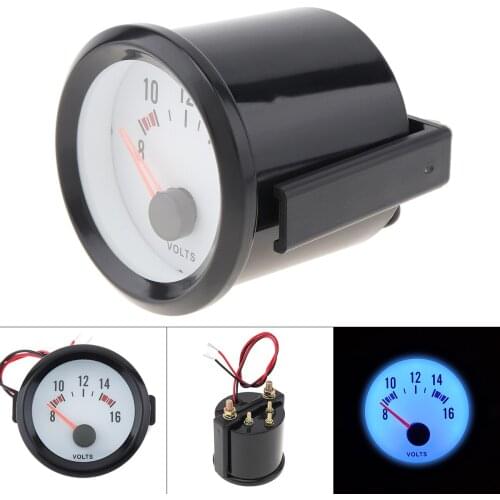 6037BL 2 Inch 52mm 8-16V Blue LED Voltage Meter Gauge Voltmeter with Sensor NPT 1/8 for Car Boat Truck ATV Motorcycle