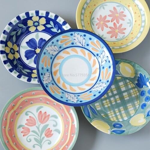 Japanese Mountain Kiln Deep Plate Imported Ceramic Tableware Large Plate Rice Plate Fruit Plate Household Plate