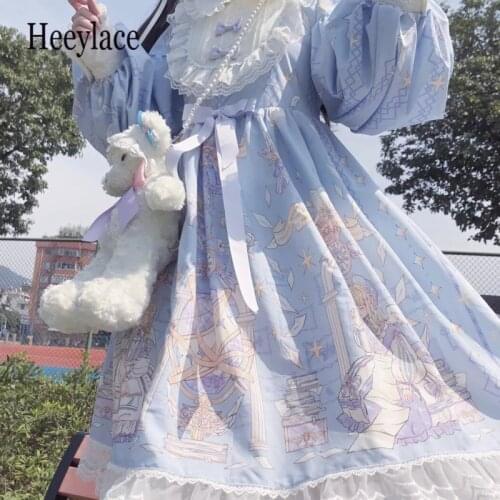 Japanese Spring Summer sweet Lolita Dress Women Kawaii Victorian Tea Party Long Sleeves Lace Gothic Girls Lolita Dresses Cosplay