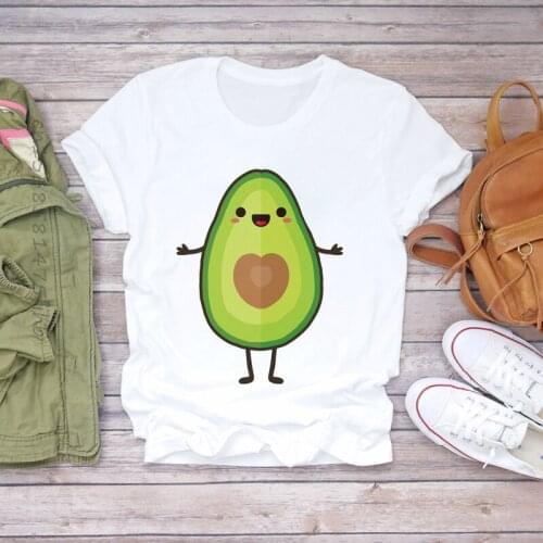 Premium Women T-Shirts Cartoon Avocado Fruit Funny Love Summer Autumn Womens Graphic T Top Ladies Lady Shirt Female Tee T-Shirt