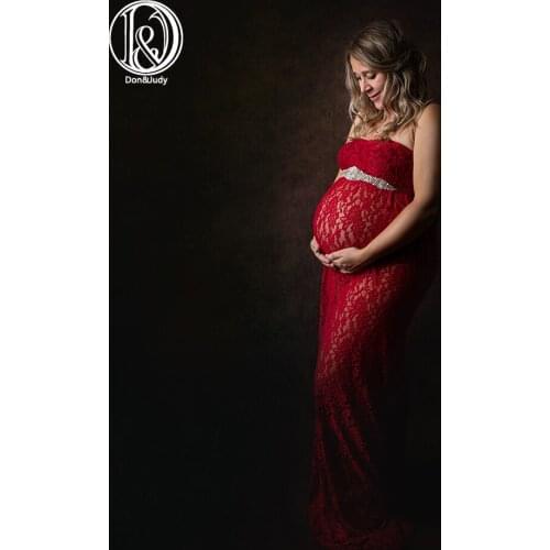 Don&Judy Women Photography Props Lace Maternity Dresses with Belt Pregnancy Dress Studio Shoot Clothes Photo Prop