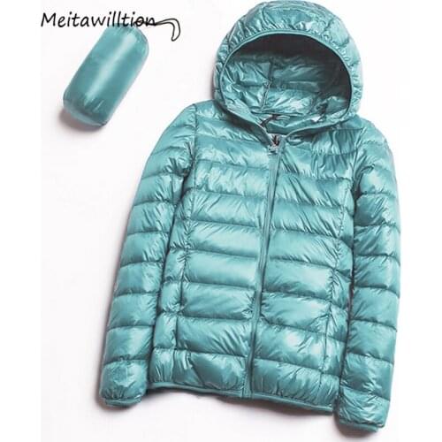 2019 Casual Ultra Light White Duck Down Jacket Autumn Winter Women Warm Jacket Coats Plus Size 4XL Hooded Outwear Tops
