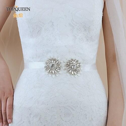 TOPQUEEN S393 Wedding Belt Party Belts for Women Small Formal Belts Sparkly Waist Belt Blush Flower Belt for Dresses Sash Belt