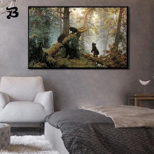 Canvas Painting Animal Art Modern Abstract Canvas Posters and Prints Wall Art Deer and Bears Wall Pictures for Home Wall Decor