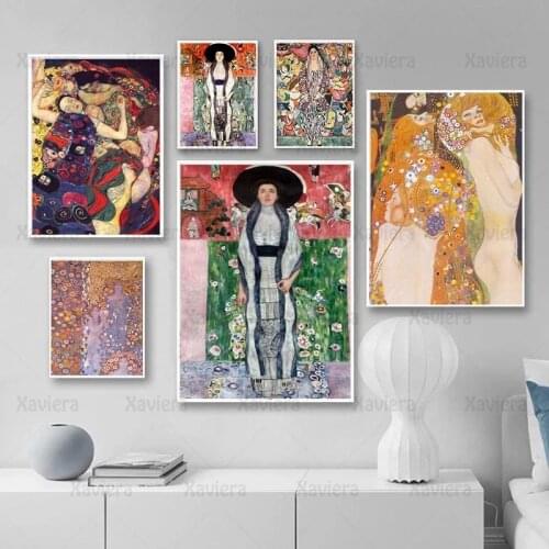 Famous Painting Gustav Klimts Unique Style Classic Canvas Painting Decorative Pictures Wall Art Poster for Living Room Decor