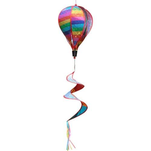 1pcs Rainbow Hot Air Balloon Garden Decor Wind Turn Windmill Rotating Colorful Stripe Windmill Spinner Yard Outdoor Decor
