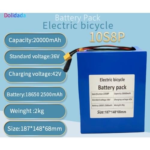 10S8P 36V 20Ah 250W~1000W 36V Battery 42V Lithium Battery Pack with 30A BMS for Ebike Electric Car Bicycle Motor Scooter
