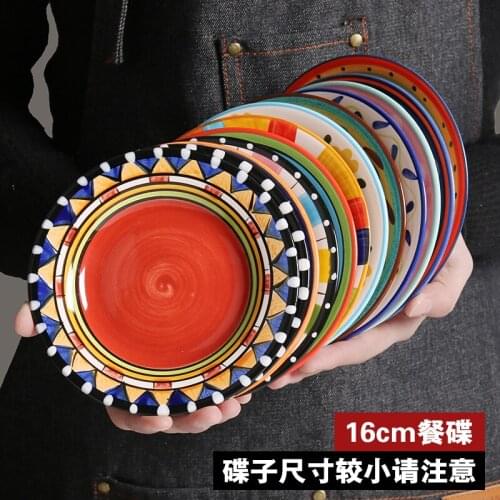 16cm Creative Hand Painted Ceramic Small Tableware Dishes Fashion Cute European Cake Snack Dessert Plates Free Shipping