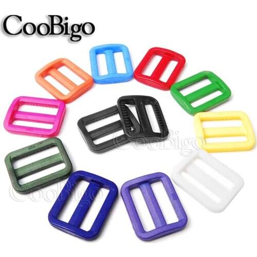 20pcs 1"(25mm)Plastic Adjustable Slider Tri-Glides Buckle Backpack Webbing Moll Tactical Bag Parts Pick Color #FLC079(Mix-s)
