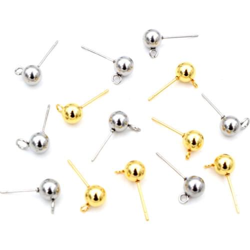 30pcs/Lot 3/4/5/6mm 316 Stainless Steel Pin Findings Stud Earring Basic Pins Stoppers Connector For DIY Jewelry Making Supplies