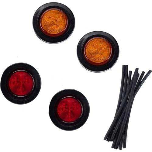 4 LEDs Car Tail Mark Lights Round Rubber 2/2.5 Inch Auto Top Warning LED Light for Truck Trailer Vehicles Car Accessories