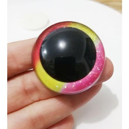 5PAIRS-- 26mm/28mm/30mm/40mm round clear safety toy eyes +glitter rainbow fabric+hard washer for diy doll findings--mixed color