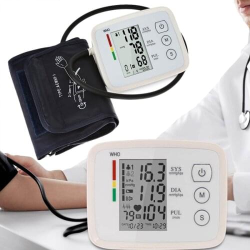 Automatic digital Upper Arm Blood Pressure Meter BP Heart Beat Rate Pulse Monitor machine Tonometer Sphygmomanometers pulsometer