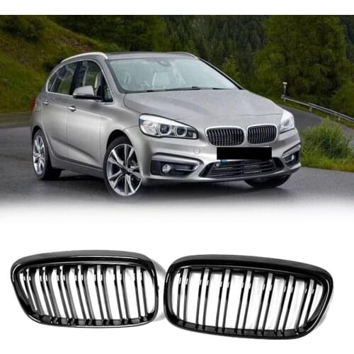 Car Dual-Slat Grille Front Bumper Kidney Grille for-BMW 2-Series F45 F46 2014-2016