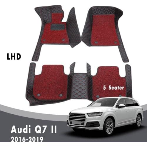 Car Floor Mats Carpets For Audi Q7 II (5 Seater) 2019 2018 2017 2016 Auto Leather Double Layer Wire Loop Custom Protect Interior