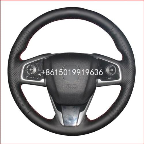 DIY Top Leather Steering Wheel Hand-stitch on Wrap Cover For Honda Civic 10th 2016-19 CRV CR-V 2017-19 Clarity 2016-18