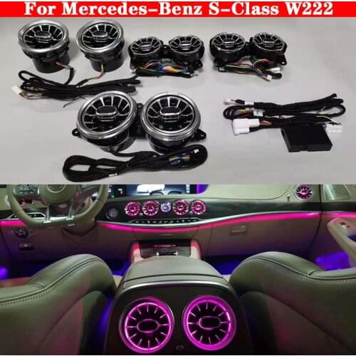 For Mercedes-Benz S-Class W222 Car Colors decorative Ambient LightFront Console Dashboard AC Condition Air Outlet Turbo