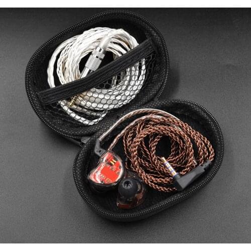 For KZ Earphone Shell Black Square PU Mobile Phone Case Earphone Handbag Portable Absorption Storage Bag Earphone Earphone