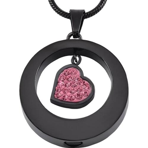 IJD8251 5 Color Top Quality 316L Stainless Steel Circle of Life Round and Heart Cremation Jewelry Necklace for Ashes