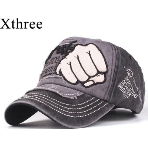Xthree washed soft cotton baseball cap hat for men women vintage dad hat embroidery casual cap new