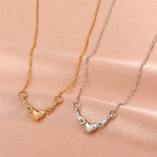 Creative Heart-shaped Angel Wing Necklace Charming Female Gold Silver Color Long Chain Pendant Creative Jewelry Party Gift