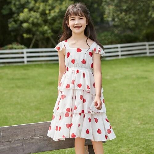 Baby Girls Summer Chiffon Dresses For Kids Puff Sleeve Floral Printed Dress Cute Teens Girls Clothes Fashion Children Clothing