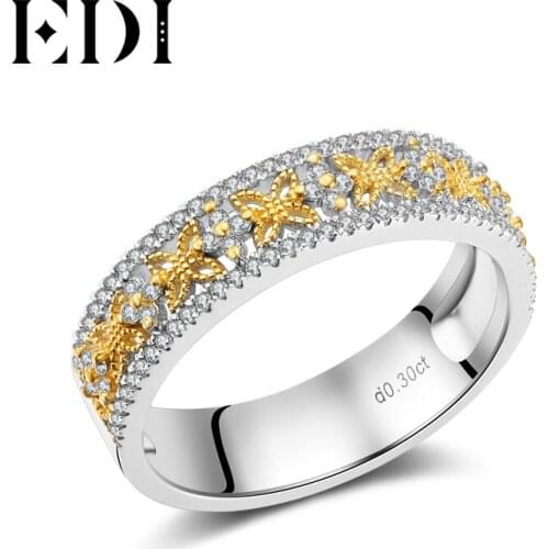 EDI Trendy Butterfly Natural Diamond Wedding Bands 14K Two-tone Gold Engagement Ring For Women Jewelry