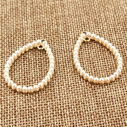 5pcs Trendy Pearl Hoop Earrings DIY Charms Pendant Findings For Women Handmade Necklace Eardrop Aretes Jewelry Making AC437