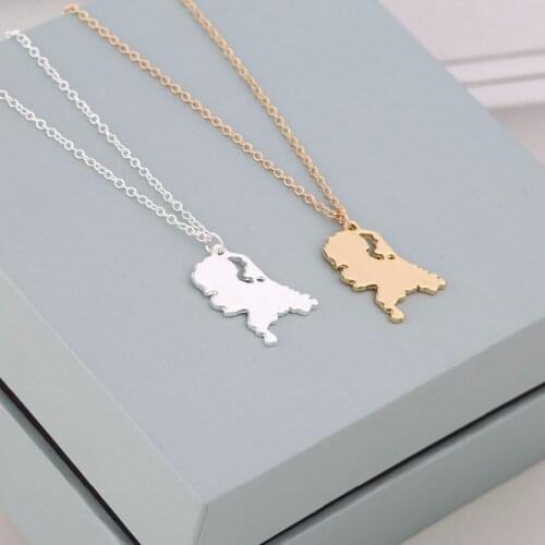 New Fashion jewelry Map of Netherlands shape Necklace I Heart Netherlands Map Wanderlust necklace Women/Men Color