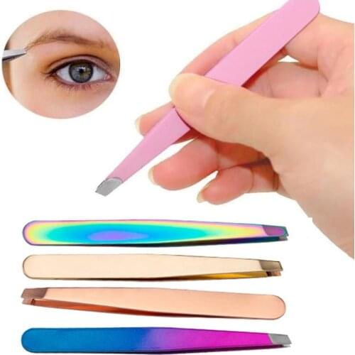 Eyebrow Tweezers Slanted Stainless Steel Hair Removal Eyebrow Pinch Forceps Blackhead Remover Multifunction Makeup Tools