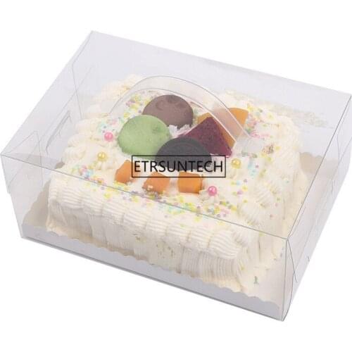 50pcs/lot Clear transparent packing box Baked cookie Birthday Gift cake box portable plastic box 22.8x15.6x10cm