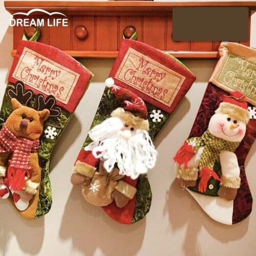 Christmas Stockings Gift Bags Christmas Decoration Tree Hanging Home Wall Hanging Decor Room Decoration Snowman Santa Claus Deer