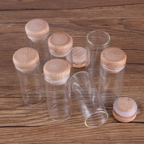 5pcs 30ml 30*70mm Glass Bottles with Wooden Caps Glass Jars Spice Jars Glass Vials Glass vessels For Wedding Favors