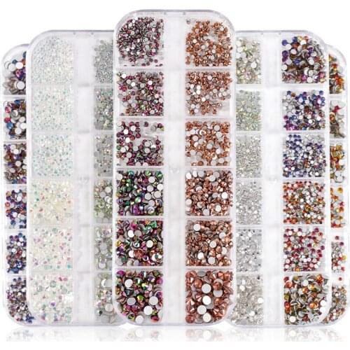 Swarovsky 12 Gridss Nail Art Rhinestone Set Multi Shape Crystal Non Hotfix Glass Diamond Sapphire Fancy Nail Art Decoration