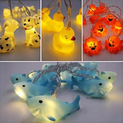 Cute Animal String Light Duck Octopus Dolphin Puppy 10 LED Battery Powered Home Party Xmas Decoration Night Lamp Christmas Gift