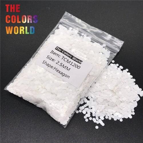 TCM1200 Hexagon Shape Neon Matte White Color Solvent Resistant Nail Glitter Nail Art Decoration Makeup Face Glitter Handwork DIY