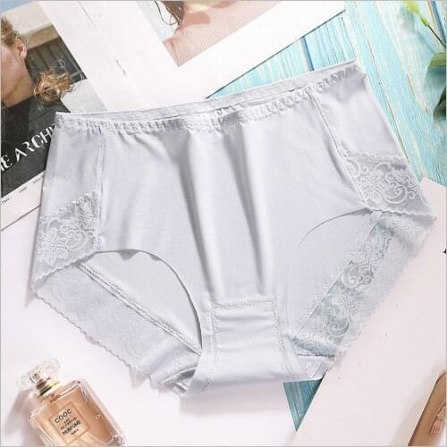 3/5PCS Female Ice Silk Panties Lace Patchwork Underwear Underpants Mesh Cotton Crotch Seamless Breathable Briefs Lingerie Women