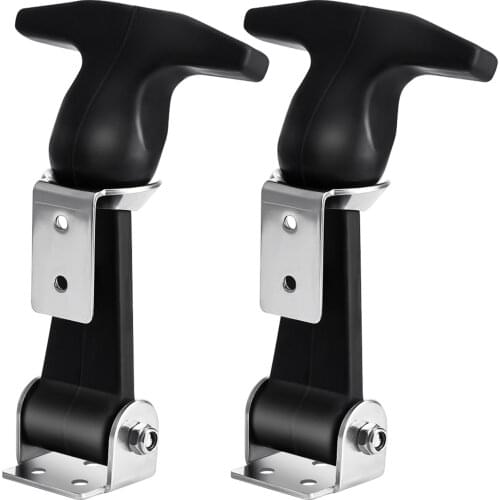 UEETEK 2pcs Stainless Steel Rubber Hood Catch Flexible T-Handle Hasp Draw Latches with Brackets for Tool Box Vehicle Engine