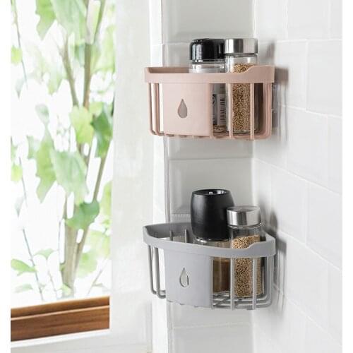 Bathroom Corner Toiletries Storage Holder Sink Sponge Brush Holder Plastic Corner Storage Rack Kitchen Organizer Shelf