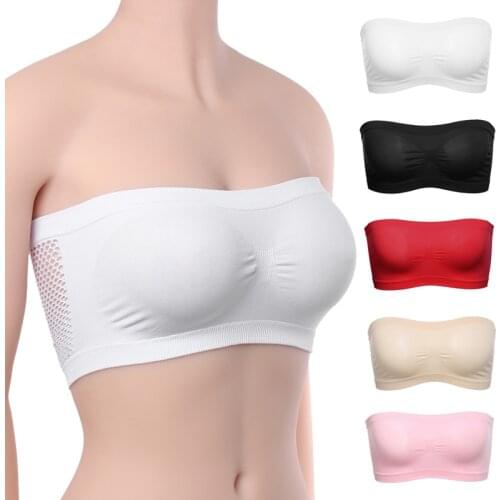 Womens Tube Tops Chest Wraps Plus Size Sexy Breathable Seamless Strapless Soft Anti Expose High Elastic Mesh Wrapped Invisible