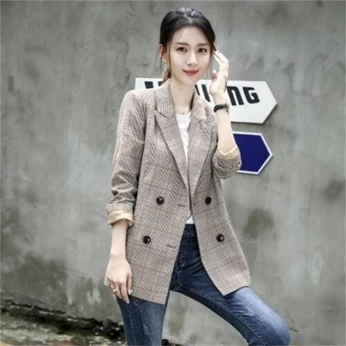 New Women Plaid Blazers and Jackets Suit Ladies Long Sleeve Work Wear Blazer Plus Size 3XL Casual Female Work Coat women Blazers