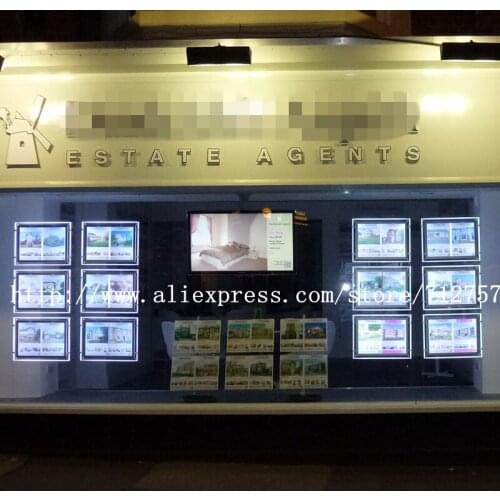 12PCS X A4 Single Sided Real Estate Shop/Travel Agency Window Display Kits Landscape Magnetic Open Light Pocket Panel