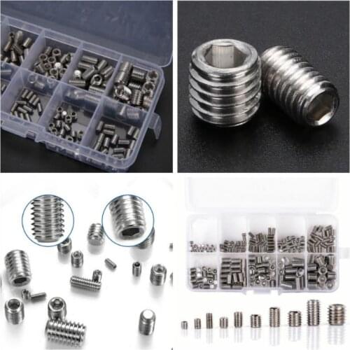 200 pcs/box stainless steel headless hexagon screw fixing screw stainless steel flat head screw classification kit M3-M8