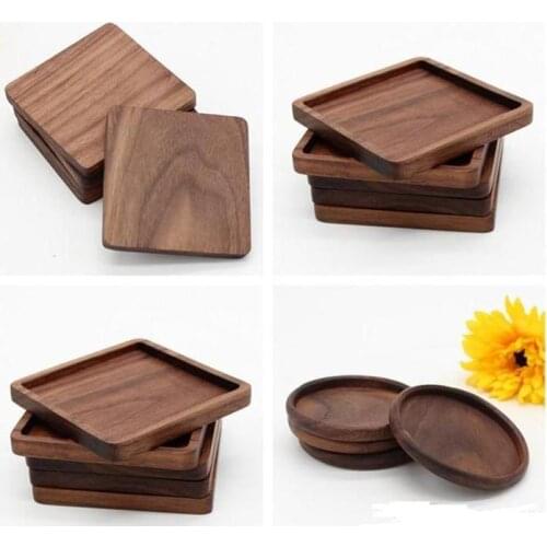 200pcs/lot 8.8cm Beech & Walnut Wood Coasters Cup Coffee Tea Cup Pads Drinking Mats Teapot Drink Coaster SN940